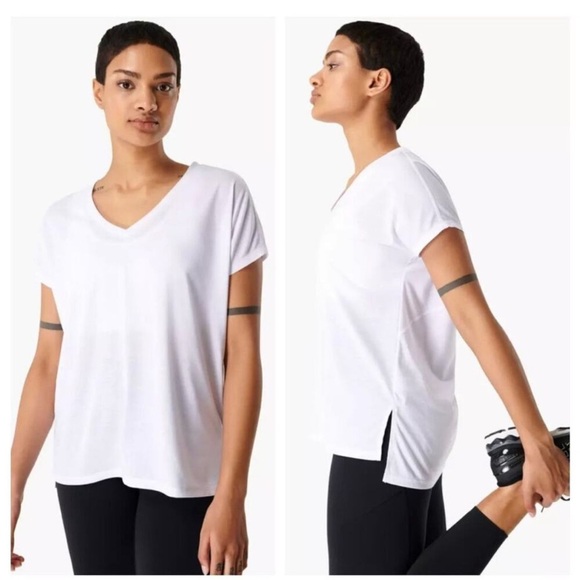 NWT,Sweaty Betty Boyfriend V-Neck Workout Tee-Shirt, White,Gym T-Shirt,Size XXL - Picture 4 of 9